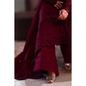 Conjunto ZAIB de 3 Piezas: Camisa de Chifón con Bordado Chikan, Dupatta de Tela Khaddi con Bordado y Pantalones - BIC-4896 - Product Image 4