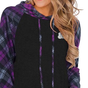 Nuevas mujeres de gran tamaño 100% algodón bloque Sudadera con capucha invierno peso pesado polar con bordado Rhinestone Logo impreso diseño - Product Image 6