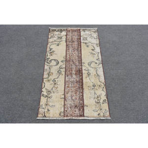 Clásico Beige marrón 2,2x3,9 pies hecho a mano Piel de lana alfombra turca Rectangular diseño de retazos para sala de estar dormitorio pasillo látex - Product Image 1