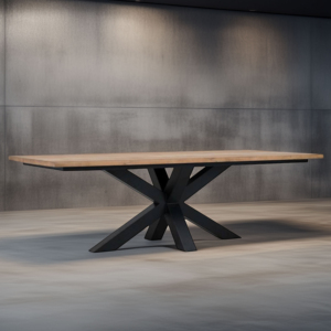 Table à manger de style urbain industriel, pieds en fer, revêtement en poudre noire, style agressif, pour l'extérieur et le salon - Product Image 1
