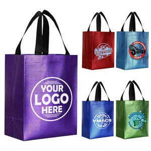 Personalized Printing Laminated Shopping Bags, Custom Packaging Laser Metallic Fabric Tote Bags