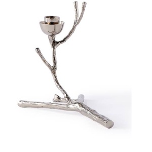 Porte bougie en métal design fait à la main, centre de table de mariage finition dorée, porte-bougie chauffe-plat - Product Image 4