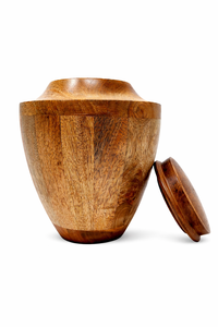 <b>Tall</b> Hand Turned Wooden Urn With Rich Natural Grain Polished Surface Secure Lid And Graceful Memorial Form - Product Image 6