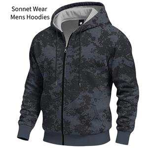 Sudadera con Capucha y Cremallera de Camuflaje con Bolsillos y Mangas Largas para Hombre, Ropa Casual de Moda para Invierno - Product Image 3