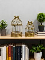 Nouvelle cage à oiseaux en fer écologique Design industriel Finition dorée Option suspendue Plusieurs tailles Décoration de meubles pour la maison