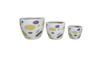 Ensemble de pots à fleurs en céramique vernissée de style moderne de haute qualité vietnamien avec trou de drainage pour une utilisation en intérieur/extérieur, jardin, pépinière