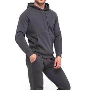 Fleece Unisex algodón grueso Jogging hombres chándales Casual logotipo personalizado chándales con capucha Sudadera con capucha lisa - Product Image 3