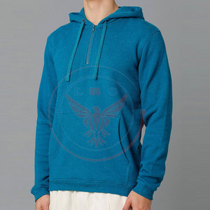 OEM Service Solid Customized Logo Winter <b>Men</b> <b>Half</b>-<b>Zip</b> <b>Fleece</b> Hoodies Cotton Blended Latest Design Made in Pakistan - Product Image 4