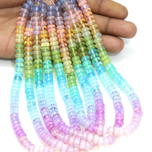 Perles Rondelles en Quartz Arc-en-ciel Multicolore 7mm-8mm, Fil de 15 Pouces, Pierres Précieuses Lisses de Qualité AAA pour la Fabrication de Bijoux RadhikaGemsnBeads - Product Image 5