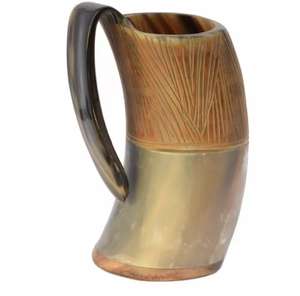 Vasos de Beber de Cuerno de Búfalo Natural con Tapa de Bambú, Diseño Contemporáneo para Cerveza, Hidromiel y Colecciones de Bar - Product Image 2