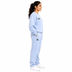 Womens Light Blue Printed Front Anti-Wrinkle Tracksuit Set Oversized <b>Sweatshirt</b> Jogger Pants <b>Gym</b> Activewear Casual Sportswear - Product Image 3