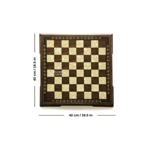 Helena Wood Art Noyer Massif Nacre Damier Set 42 Cm Brown-50mm - Product Image 1