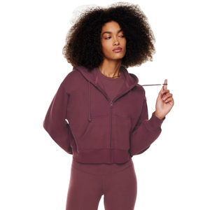 Sweatshirts à capuche pour femmes en gros, pulls amples en coton, sweat-shirts courts, streetwear, haut à capuche, vestes zippées en polaire, mode - Product Image 2