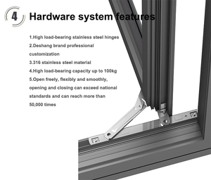 Ventana Abatible de Aluminio con Doble Vidrio, Resistente a Huracanes y al Viento, Aislamiento Acústico, Estilo Moderno para Villa, NFRC AS2047 - Product Image 2