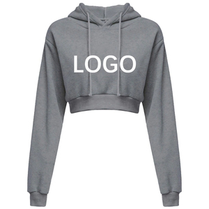 Personnalisé solide couleur manches longues crop top à capuche cultures courtes à capuche de femmes crop top pour les femmes et jeunes filles - Product Image 1