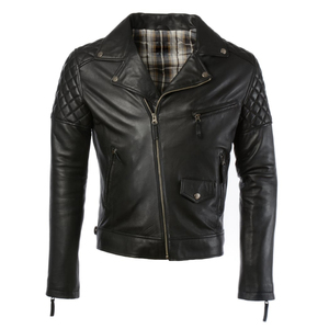 Veste en cuir pour motards classique Brando en cuir noir de qualité supérieure pour hommes avec veste en cuir Lac pour hommes - Product Image 1