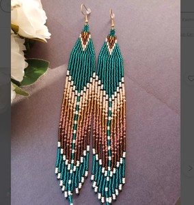 Bead <b>Earrings</b>, Dark <b>Turquoise</b> Very Long <b>Earrings</b>, extra Long <b>Earrings</b> - Product Image 1
