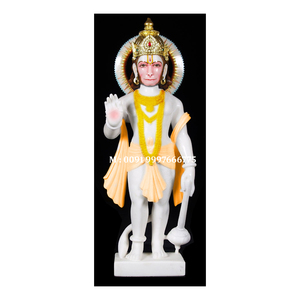 Statue de Lord Hanuman en marbre blanc de qualité supérieure, position debout, finement polie, pour la vénération, meilleur prix. - Product Image 1