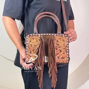 Mini bolso de mano de cuero de diseñador de moda para mujer, bolso de mano de cuero de vaca de alta calidad con flecos, correa cruzada ajustable, bolso de hombro - Product Image 1