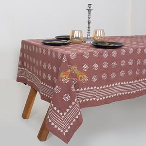 Colorful Vintage Dabu Floral Cotton <b>Tablecloth</b> Hand Block Print Jaipuri Artisan Table Cover for Home Hotel or Banquet Use - Product Image 6