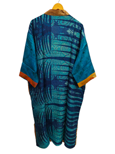 Kimono pour femme Robe d'été Bikini Cover Up Night Wear Long Robe, fait à la main indien Vintage en soie recyclée Sari Kimono, - Product Image 5