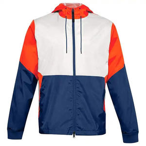 Chaquetas cortavientos de estilo callejero para hombre, venta al por mayor, transpirable, de secado rápido, color bloque, lona, ropa en blanco - Product Image 1