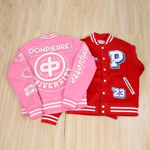 Veste universitaire de baseball pour hommes personnalisée avec col montant broderie en chenille motif de lettres veste à manches universitaires pour hommes collège - Product Image 2