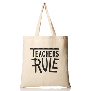 Sac fourre-tout personnalisable pour enseignant, sac cadeau avec la citation « Les règles sont les lois de la vie » - Product Image 1