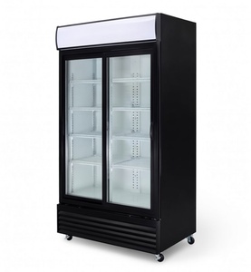 Refrigerador Comercial con Puerta Doble Corredera de Vidrio, Exhibidor Vertical de Bebidas con Iluminación LED de Alto Lumen - Product Image 1