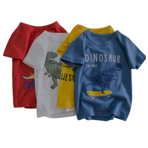 Wholesale Boys T-shirt Organic Cotton T Medium Weight Quick Dry O-Neck Customizable <b>Cartoon</b> Logo Puff Printed Multi-Colours - Product Image 1