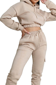 Wholesale 2026 <b>Women</b> 2 Piece Sets Sweat Suit Sets and Tracksuits <b>Long</b> Sleeve <b>Women's</b> <b>Hoodies</b> and Sweatshirts Crop Top Set - Product Image 4