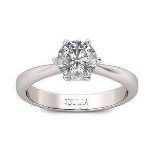 Anillo Solitario Clásico Jeulia de Plata de Ley Chapada en Rodio con Corte Redondo - Product Image 1