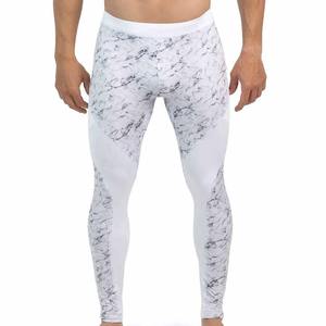 Leggings de compression en coton au genou pantalon d'entraînement de gymnastique uni à séchage rapide pour hommes conception sans couture tissu imprimé tricoté course à pied - Product Image 1