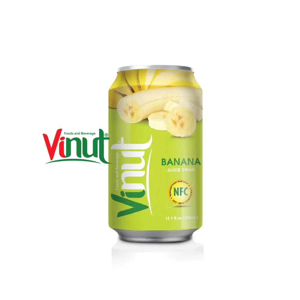 Produk baru 330ml pisang kalengan minuman jus di pita Vinut minuman lembut minuman label pribadi OEM ODM HALAL BRC