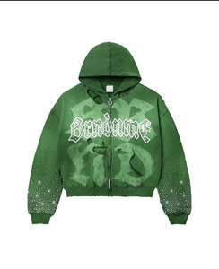 Custom Vintage Embroidered Rhinestone Streetwear Silk Screen Printing Acid Wash Oversized 100%cotton High Quality <b>Men</b> <b>Hoodies</b> - Product Image 5
