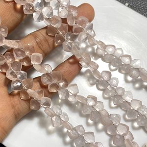 Vente en gros de perles en forme de coussin en quartz rose à facettes de bonne qualité formes cerf-volant et briolette de couleur rose - Product Image 3