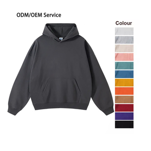 เสื้อสเวตเตอร์แบบมีฮู้ดของผู้ชายเสื้อฮู้ดธรรมดาโอเวอร์ไซส์ผ้าฝ้ายที่จำเป็นที่สามารถปรับแต่งได้เสื้อฮู้ด400gsm ธรรมดาปรับแต่งได้ - Product Image 1