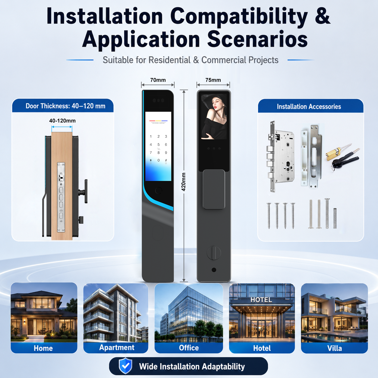Tuya Wifi Dual Screen Visual Smart Door Lock with 6.8 Inch Front HD Screen 4.5 Inch IPS Indoor Display and Face Recognition · image 7