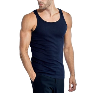 Camiseta sin Mangas Azul Marino para Hombre, Cuello Redondo, Tejida, Sólida, Informal, para Uso Diario - Product Image 5