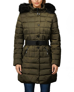 Vêtements d'hiver en gros fermeture éclair à la mode femmes parka veste taille réglable hiver spécial vestes avec patchs personnalisés - Product Image 1