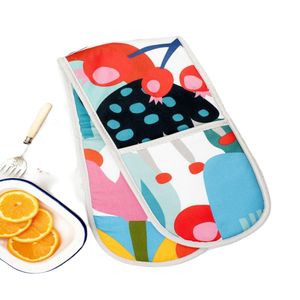 Meita 2ชิ้นถุงมือซิลิโคนกันลื่นสำหรับเตาอบผ้าฝ้ายทนความร้อนพิมพ์ลายสก๊อต - Product Image 5