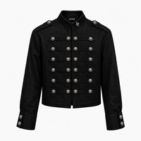 Veste en jean pour homme DiZNEW personnalisée, vintage, noire, avec boutons argentés, col montant, OEM ODM, étiquette privée