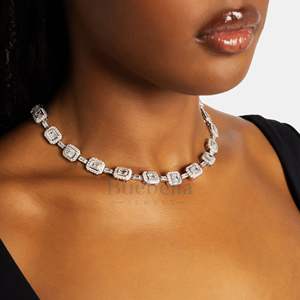 Por encargo 10mm estilo femenino Hip Hop Moissanite joyería Iced Pass Diamond Tester Esmeralda Cluster Cadena de tenis - Product Image 2