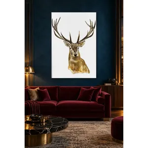 Impression sur toile de tête de cerf en aquarelle sur fond blanc de Fida - Product Image 3