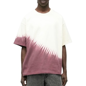 T-shirt en coton pour homme de haute qualité, col montant, épaules tombantes, coupe oversize, impression personnalisée, tie-dye, 100 % coton - Product Image 1
