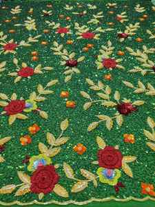 ผ้าตาข่ายปักลูกปัดหรูหราทำมือจากอินเดีย ดีไซน์ใหม่ ระบายอากาศได้ดี เหมาะสำหรับชุดงานเลี้ยง ชุดแต่งงานสำหรับผู้หญิง เทคนิคการผลิตแบบไม่ถักทอ - Product Image 6