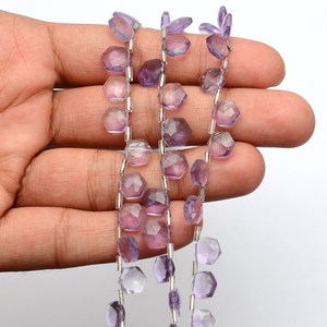 Perles hexagonales facettées en améthyste rose 8 mm, améthyste naturelle, pierre semi-précieuse, perles fantaisie en vrac pour la création de bijoux - Product Image 2