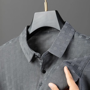 เสื้อโปโลเนื้อผ้าไอซ์ซิลค์สำหรับผู้ชาย, เสื้อคอปกธุรกิจลำลองเสื้อเชิ๊ตผ้าไอซ์ซิลค์ดีไซน์ใหม่2024ฤดูร้อน - Product Image 2