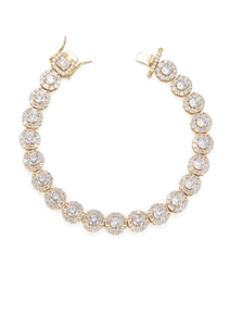 14K Gold Plated Moissanite Halo Round <b>Adjustable</b> Wrap <b>Bracelet</b> for Party & Gift - Product Image 2