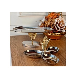 Servidor de mesa dulce de primera calidad Servidor de frutas secas de color plateado de acero inoxidable con mango de latón - Product Image 5